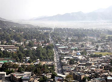 A general view of houses from a hilltop in Abbottabad
