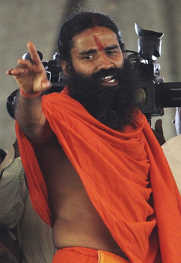 Baba Ramdev started his indefinite fast against corruption on Saturday