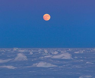 The moon rises over Arctic ice near the 2011 Applied Physics Laboratory Ice Station