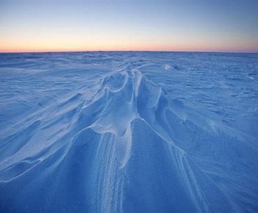Wind patterns are left in the ice pack that covers the Arctic Ocean north of Prudhoe Bay
