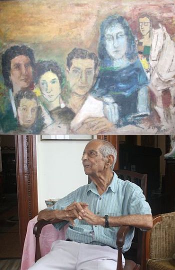 (Bottom) Painter Kekoo Gandhy (top). The family portrait by MF Husain