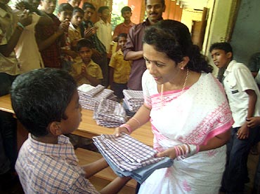 Dr Sunil distributes informs in schools