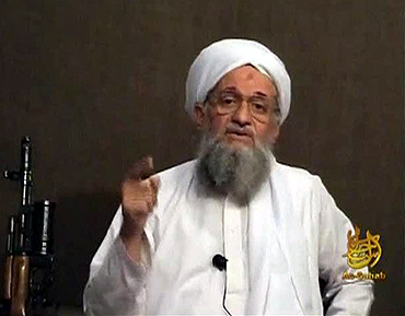 Al Qaeda chief Ayman Al-Zawahiri speaks from an unknown location, in this still image taken from video
