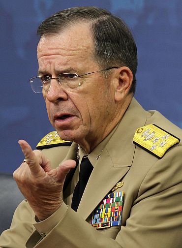 Chairman of the Joint Chief of Staff Admiral Mike Mullen speaks as he conducts a news briefing at the Pentagon