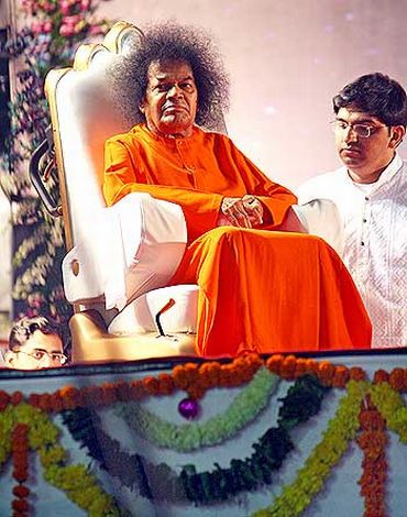 File picture of Sathya Sai Baba at a function in Mumbai
