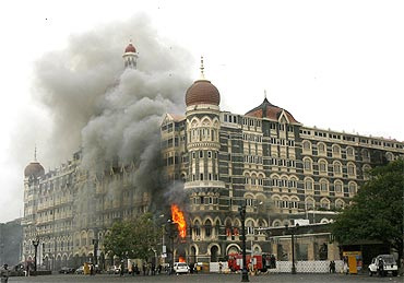 The Taj hotel during the 26/11 attacks