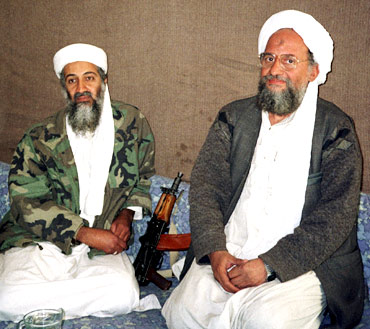 A file photo of Osama bin Laden with Ayman al-Zawahiri