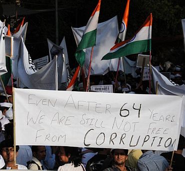 Protests in favour of the Lokpal bill in New Delhi