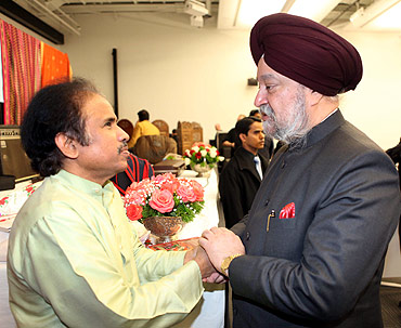 Hardeep Singh Puri, India's envoy to the UN greets L Subramaniam