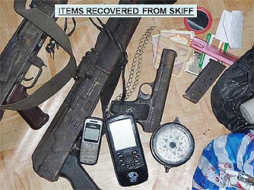 File photo of arms seized from pirates by the Indian Navy