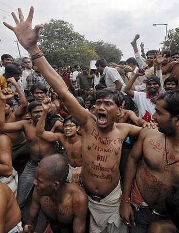 File picture of Telangana protestors in Hyderabad