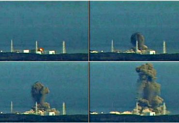 Video grabs show the reactor 1 of the Fukushima plant blowing up
