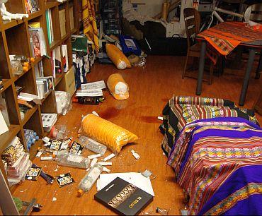 The Bhatt residence after the quake struck off Japan