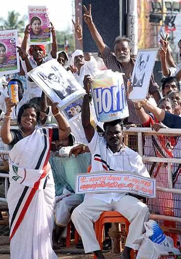 AIADMK supporters at an election rally.