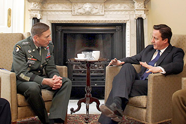 Commander of the NATO International Security Assistance Force and US Forces in Afghanistan General David Petraeus has a meeting with British PM David Cameron on March 22
