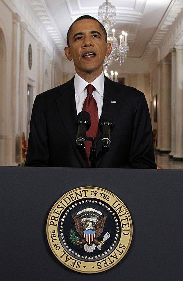 A file photo of US President Barack Obama making a statement on Osama's death in Washington, DC