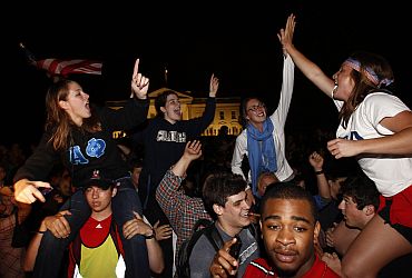 Americans celebrate outside the White House as news of bin Laden's broke out