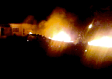 The compound, within which bin Laden was killed, is seen in flames after it was attacked in Abbottabad