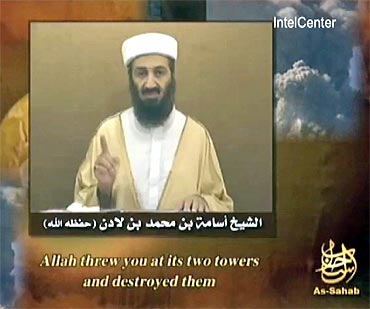 Al Qaeda leader Osama bin Laden speaks in this still image taken from video