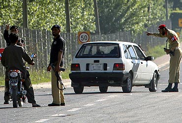 Security checks underway at a road block at Abbotabad in Pakistan's Khyber Pakhtunkhwa province