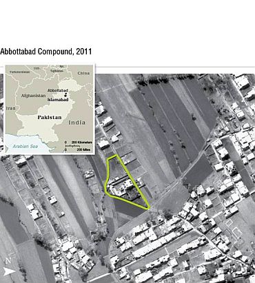 A satellite image of the Abbottabad residence of Osama bin Laden