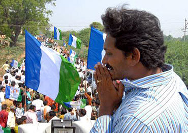 Jagan Reddy at a rally in Kadapa