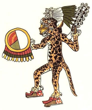 Aztec jaguar warrior as portrayed in the folio 30r of the Codex Magliabechiano