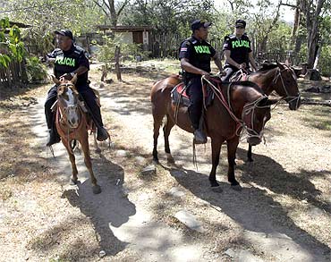 Costa Rica's police patrol the border between Nicaragua and Costa Rica