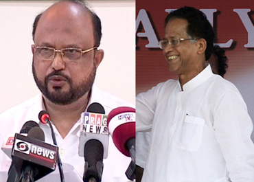 Leader of Opposition Prafulla Mahanta (left) and Assam CM Tarun Gogoi (right)
