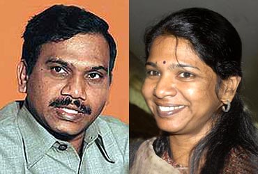 2G scam accused A Raja and Kanimozhi