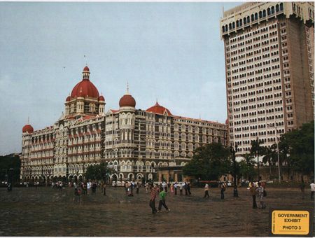 An exhibit by the US attorney's office in the ongoing trial of Tahawwur Rana in a Chicago court shows a picture of Taj Mahal hotel in Mumbai (site of 26/11 strikes) that was in David Headley's possession
