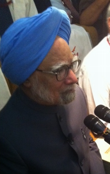 Prime Minister Manmohan Singh on board Air India One