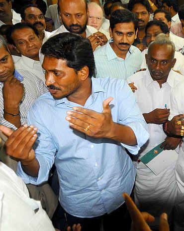 Y S Jaganmohan Reddy with his supporters