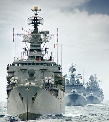 Indian Navy ships in action