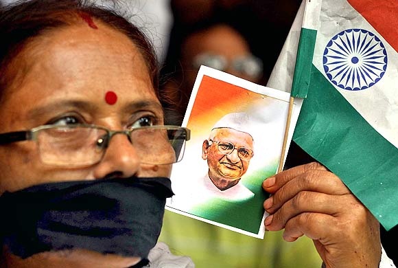 A rally in support of activist Anna Hazare