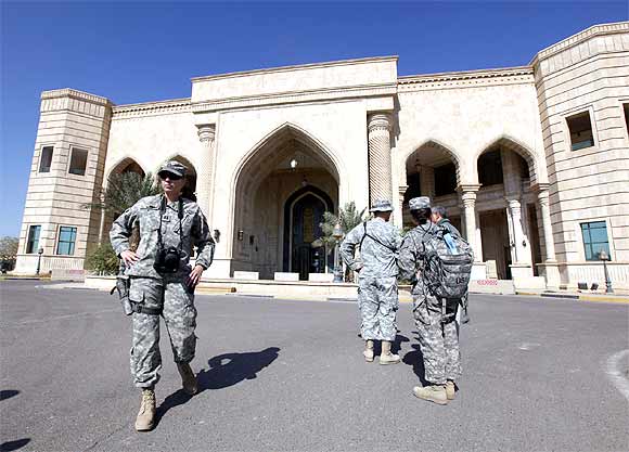 US soldiers tour at Victory Base Compound before it is handed over to the Iraqi government in Baghdad