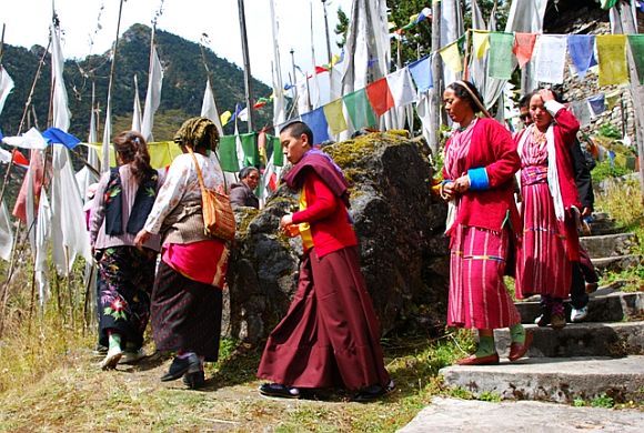 Buddhist pilgrims in Tawang monastery