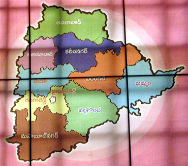 Map of Telangana in the office of Telangana Rashtra Samithi