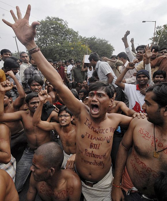 Pro-Telangana students protest for a separate state in Hyderabad