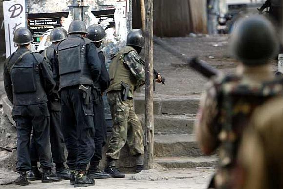 NSG commandos in operation at the Taj Mahal Hotel in Mumbai during the 2008 terrorist attack 