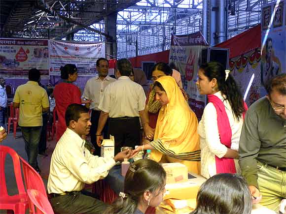 The blood donation camp at CST