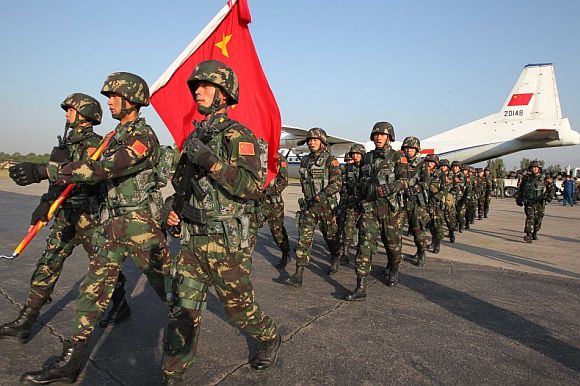 File photo shows soldiers of the Chinese People's Liberation Army taking part in a drill