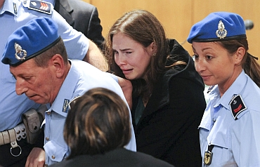 Amanda Knox after hearing the verdict during her appeal trial in Perugia
