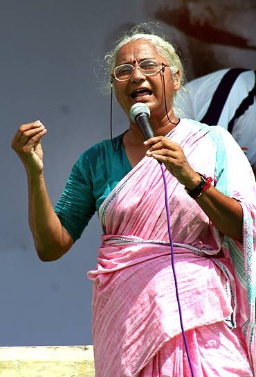 Social activist and Team Anna member Medha Patkar at Ramlila Ground