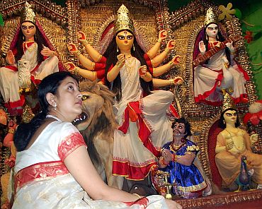 The traditional Durga Pujo celebrations by the Golf Green Sarodotsab committee in Kolkata