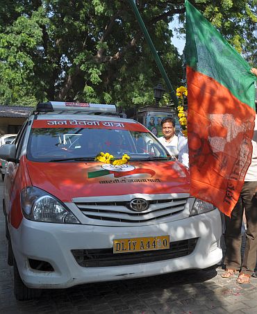 Advani sets off on 7600 km Jan Chetna Yatra