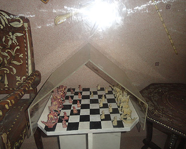A chess set made of ivory