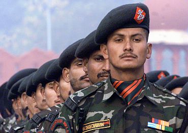 Rashtriya Rifles soldiers participating in the Republic Day parade