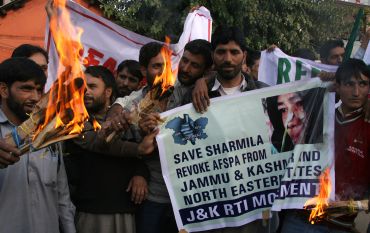 Anti-Armed Forces Special Powers Act activists in Srinagar