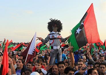 Libyans celebrate the liberation of their country, in Quiche, Benghazi